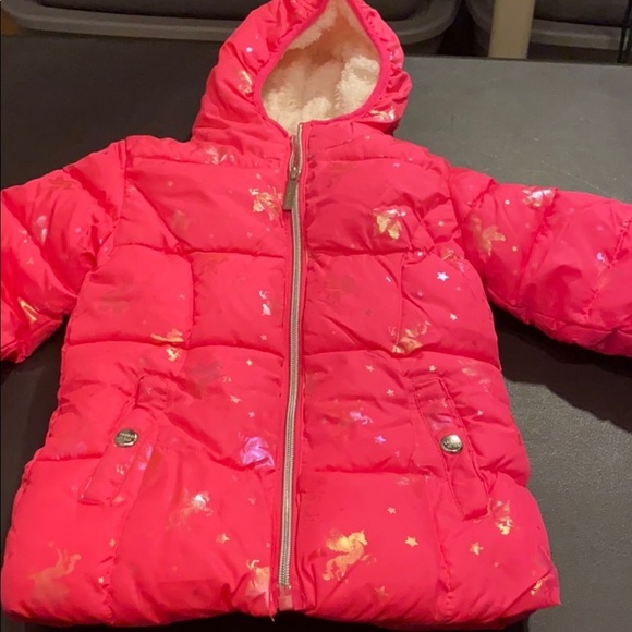 Knockout Pink & Iridescent Unicorn Puffer Jacket - Picture 3 of 5